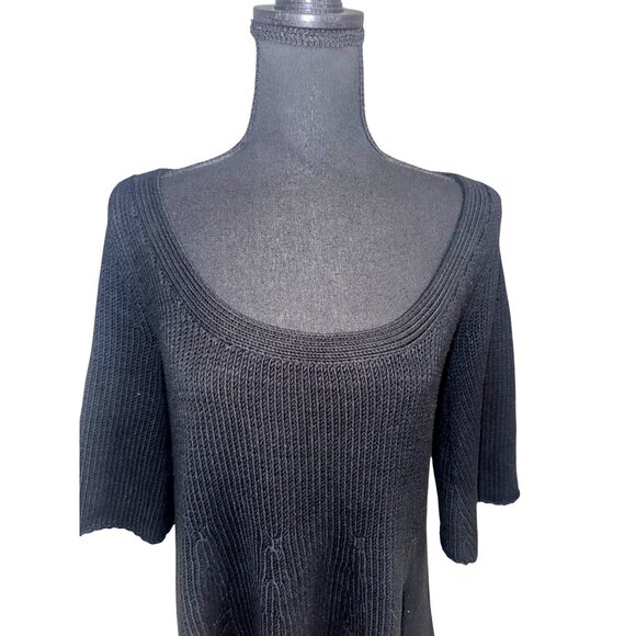 NWT Max Studio Black Knit Long Fit and Flare Sweater Tunic Top Retail $118 City - Picture 2 of 10